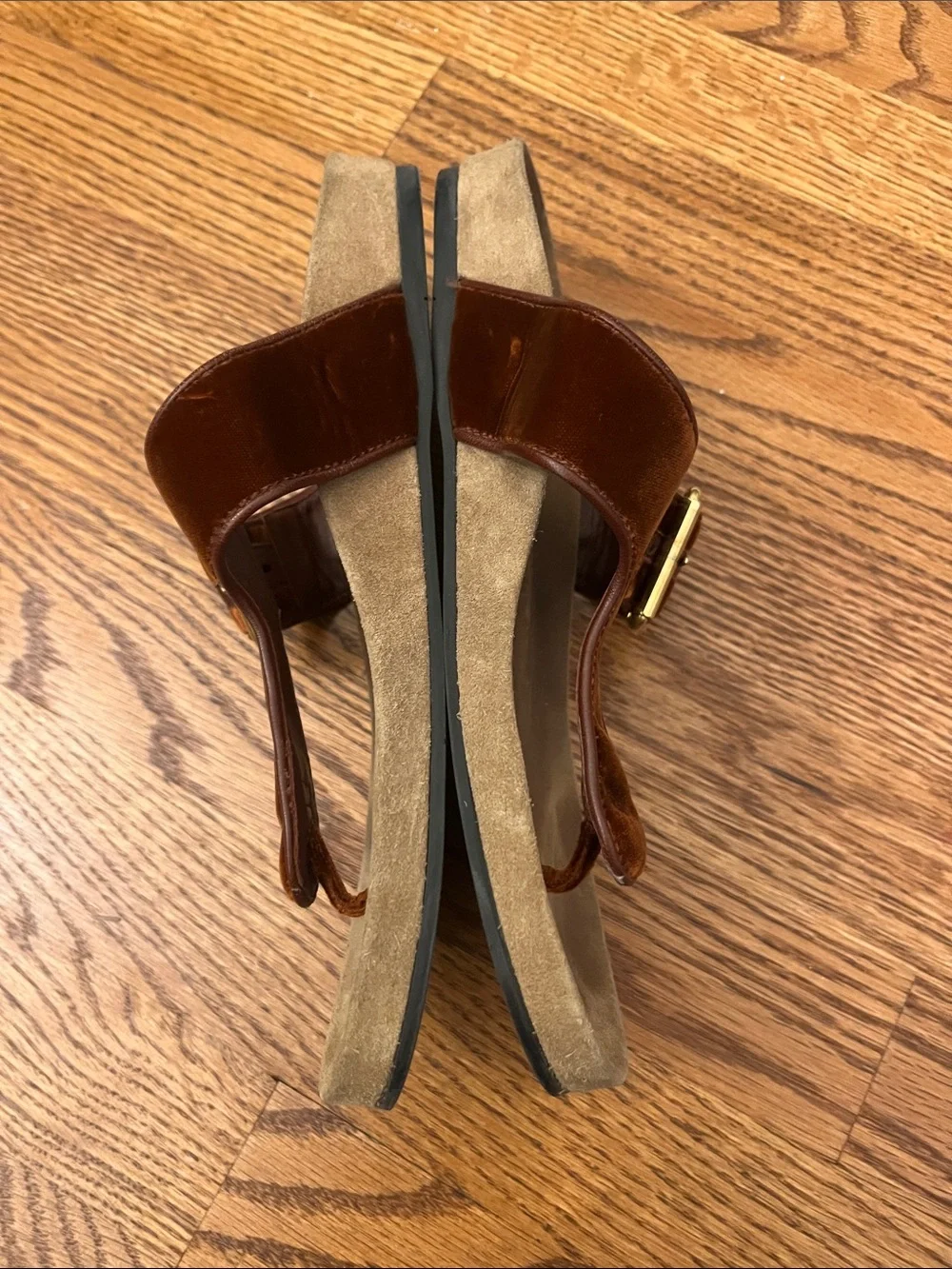 Women's Prada Velvet Leather Buckle Thong Sandals Size 39